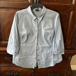Worthington Blue Casual Button Down Shirt with Relaxed Fit